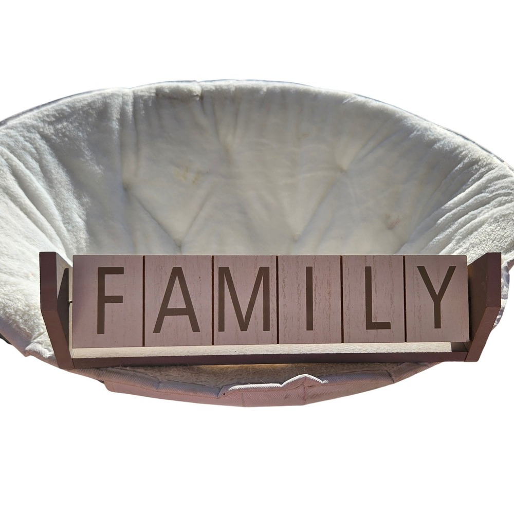 Rustic Wooden Block Sign Family & Blessed Decorative Shelf Sitter‎ Home Decor